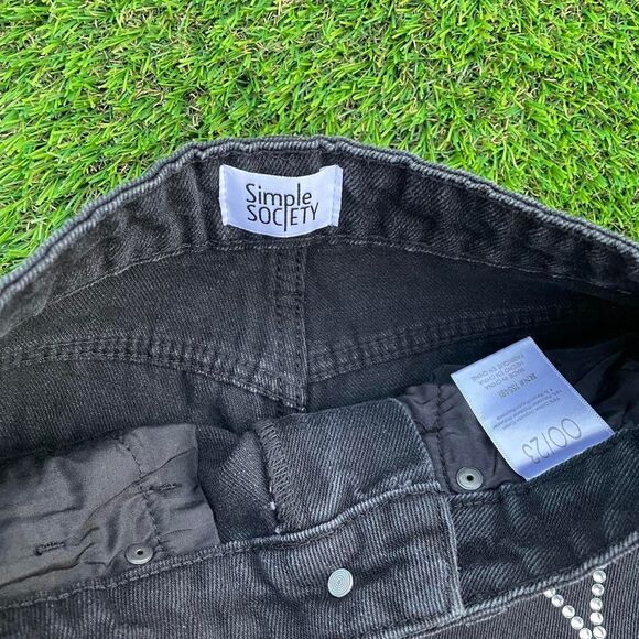 Simple society black white rhinestone star denim jeans size 00/23 - Picture 3 of 7